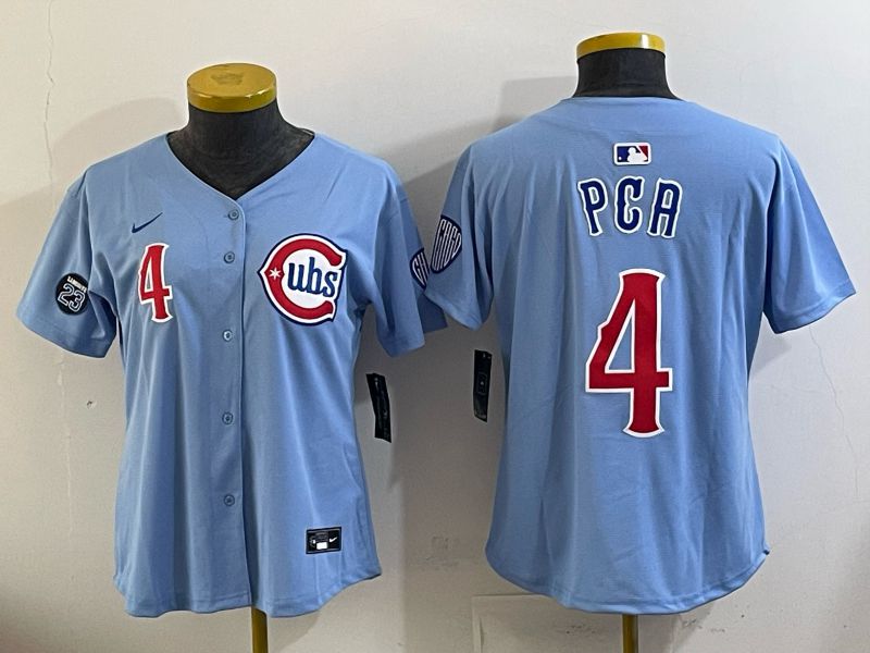 Youth Chicago Cubs #4 Pga Light blue Throwback Nike MLB 2025 jersey 01->youth mlb jersey->Youth Jersey